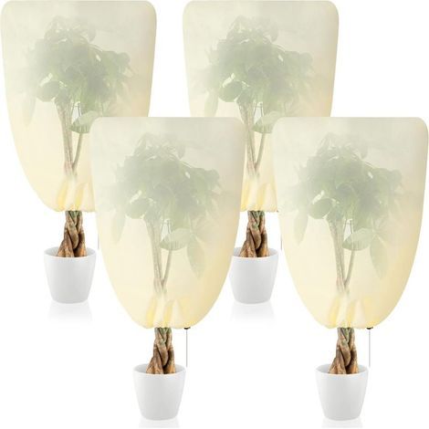 Lot de 4 Housse Hivernage Plante, Voile Hivernage Plante Exterieur, avec Cordon de Serrage Voile d'hivernage, Peut être Froid, Résistant aux Intempéries, Chaud, Réutilisable(80x100cm) (1/5)