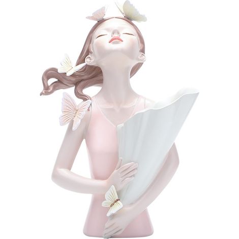 Escultura de jarrón [color] [material] Accesorios para el hogar: Estatua de mujer con flores y mariposas – Dimensiones [tamaño] – Idea de regalo original (1/5)