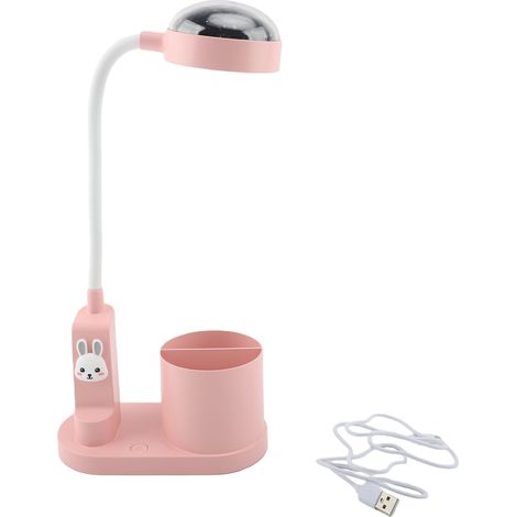 Lampe de bureau enfant avec projecteur et porte-stylo, lumière blanche chaude, 3 niveaux de luminosité, idéale pour l'apprentissage. Roseate (1/4)