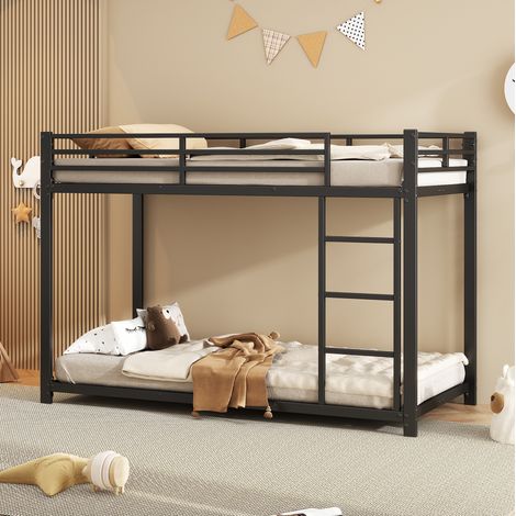lit enfant superposé gain de place 90x200 métal noir OKMYHOME (1/5)