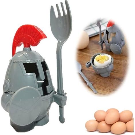 1 Coquetier,Plastique ABS,Gris,Fourchette amovible,Antidérapant,Enfant,Camping,Pique-nique (1/4)