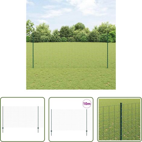 vidaXL Terrassenzaun - Zaun mit Pfosten Grün 1,4 x 10 m Stahl und PVC (1/5)