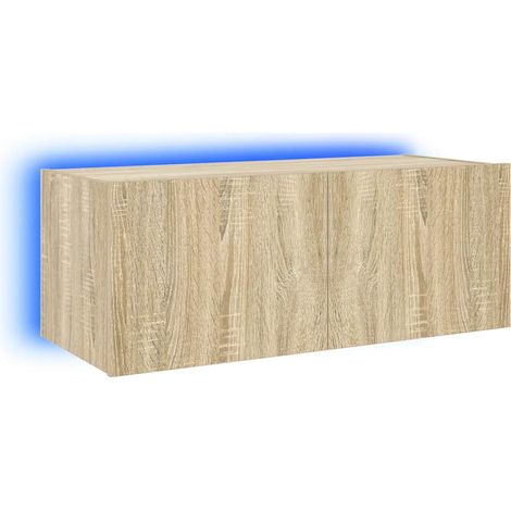 Maison Exclusive - TV-Wandschrank mit LED-Leuchten Sonoma-Eiche 8