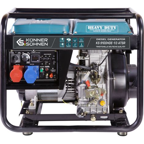Könner & Söhnen – Groupe électrogène Diesel 7,5 kW – Monophasé/Triphasé 230V/400V – Démarrage électrique – Prise ATSR – Moteur Heavy Duty (1/6)