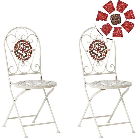 Set of 2 Garden Chairs SPELLO Metal White