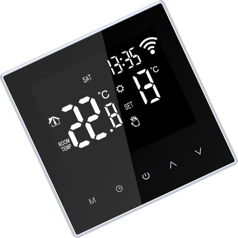 Wifi thermostat de chauffage au sol APP control Cycle programmable hebdomadaire LCD grand écran Convient à la maison école bureau hôtel 16A (avec fonction wifi). (1/5)