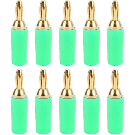 10 Stück J.10007 2,5 mm Bananenstecker aus Messing, vergoldet, für Messgeräte, grün