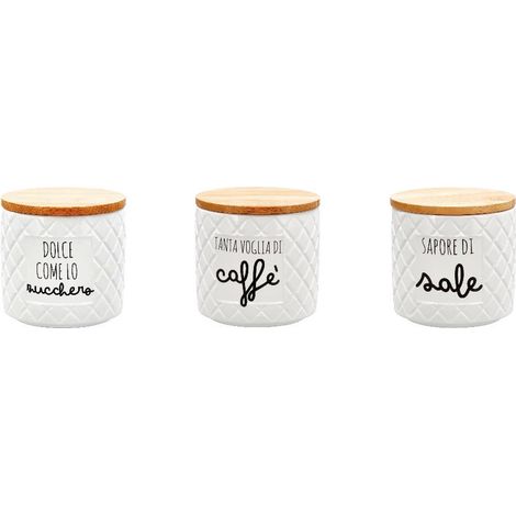 1 Pezzo Barattolo da Cucina in Ceramica Tappo in Legno 3 Decori (1/3)