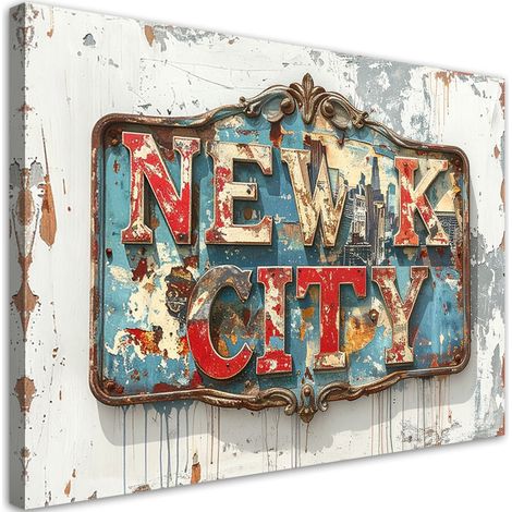 Tableau déco Enseigne New York Rétro 90x60 (1/4)