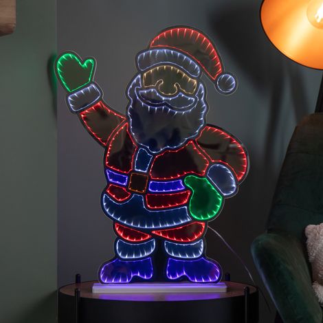 59cm Light up Waving Santa Infinity Christmas Decoration with Multi-Coloured LEDs (1/5)