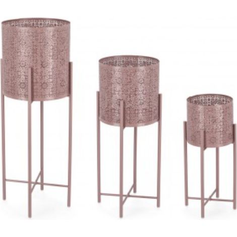 Set 3 porta vasi alti in acciaio Kalidas YES - Rosa