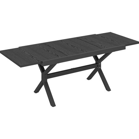 Table de Jardin Extensible Aluminium Repas Extérieure Effet Bois 8-10 Personnes 214x85x73cm Gris Anthracite (1/5)