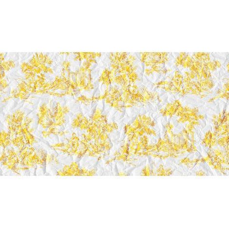 Papier peint panoramique Shabby Chic blanc & doré Tapisserie panoramique fleurie & motif arbre pour chambre Papier peint panoramique effet papier froissé (1/3)