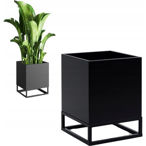 Cache-pot de fleurs en métal noir Loft Bordeaux XS 32x32x40 (1/5)
