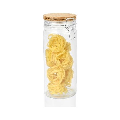 ANDREA HOUSE CC69342 Bote Vidrio Clip Tapa Madera 1300Ml - ref: CC69342