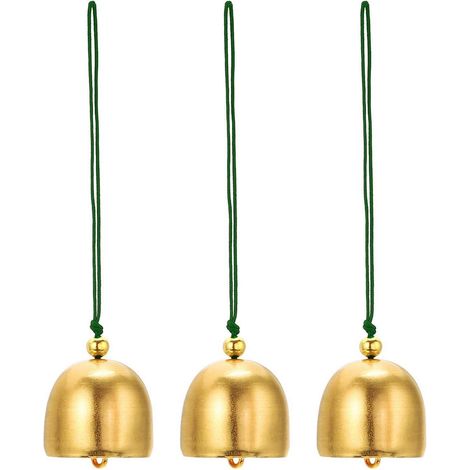 Windspiel 3 Stück Metall Retro Chinesische Glocken für Garten & Außen, Gold/Grün