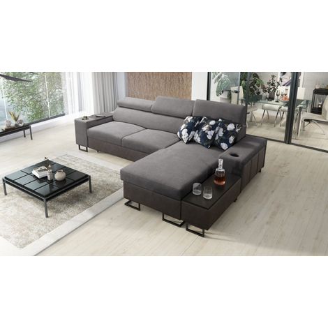 Luxuriöses, komfortables, modernes Ecksofa MELODY I MINI  Tauro/Freya Graphit/Dunkelgrau Rechts (1/5)