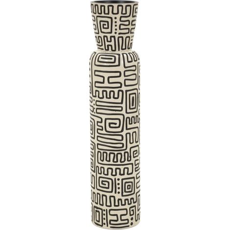 Vaso Nairobi alto in resina bianca e nera