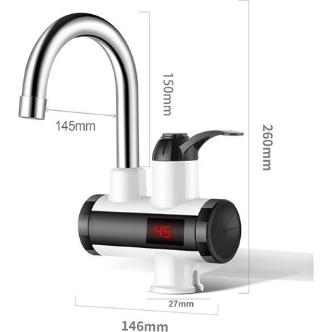 Calentador de agua instantáneo de 3000 W con pantalla LED digital para cocina y baño, grado de protección IPX4, giratorio 360°, 220 V – cobre y ABS (1/5)