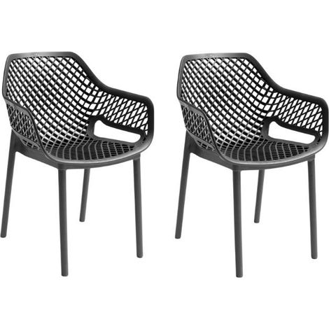Gloupie Set 2 Poltrone Aria in Polipropilene Nero, Impilabile,58x60x82 cm, 3,8 kg, Schienale Ergonomico,Made in Italy (1/5)