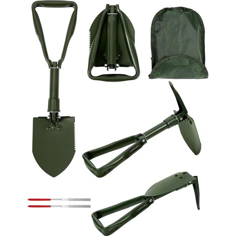 Folding Shovel 58 cm, Snow Shovel, Combination Folding Camping Shovel for Outdoor Hiking, Hunting (Green) (1/5)
