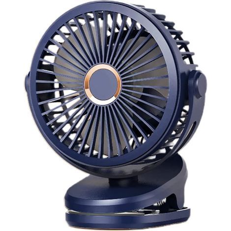 Miniature clip-on fan 10,000 mAh, dark blue, 4 speeds, (6 inches), USB rechargeable. (1/5)