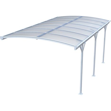 Extension pour carport pergola autoportant en aluminium - 1 voiture - L505 x H239 cm - 15,15 m² - Blanc - BARESA
