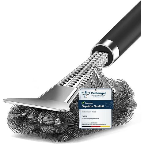 Grillbürste mit Schaber, extra lange Edelstahlborsten, hitzebeständiger Griff (1/5)