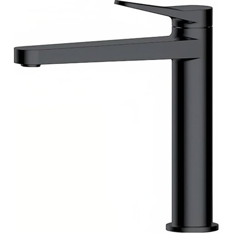 RAK Petit Round Matt Black Mid Height Basin Mixer Tap - RAKPER3016B (1/2)
