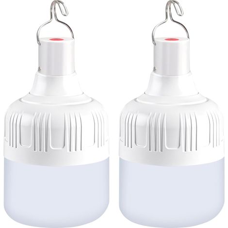 2 Pièces Lanterne Camping, Lampe Camping USB Rechargeable, Lumière de Camping Extérieure Portable, 3 Modes Luminosité, Lampe Tente Étanche pour Pêche Randonnée Patio Jardin Secours (1/5)