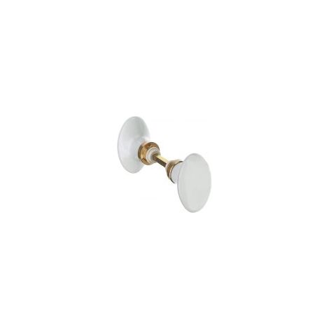 Bouton double ovale en porcelaine blanche – Carré 6mm pour portes anciennes et contemporaines – 2 vis pointeaux pour serrage sans jeu – Home Friendly