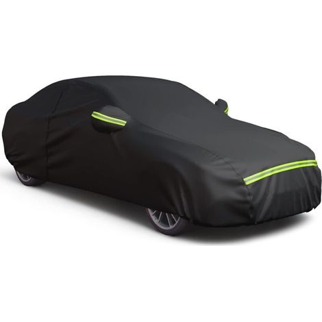 Telo copriauto con cerniera laterale destra, resistente ai raggi UV, impermeabile, antivento, antipolvere, antigraffio, XL - (490-185-150), nero -Crezuo