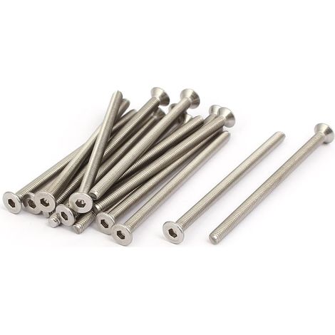 15 vis à tête fraisée plate à six pans creux M3x5 en acier inoxydable 316 argenté (1/4)
