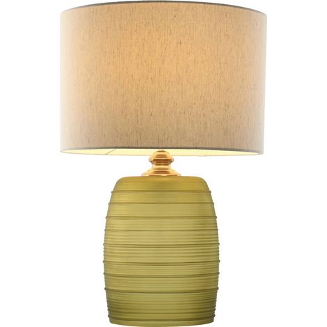 Lampe de salon verre vert lin élégante et cosy - Vert d'eau lin (1/5)
