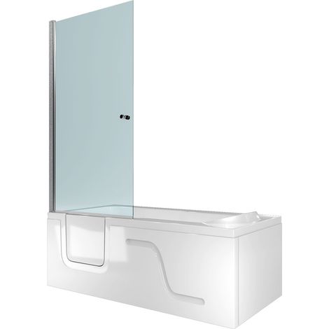 Seniorendusche und Sitzwanne Kombination Wanne mit Tür S17D-EH-R-EC 75x150x194cm MIT 2K Scheiben Versiegelung (1/5)