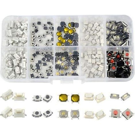 300 pièces Kit d'assortiment de micro-interrupteurs tactiles momentanés (1/5)