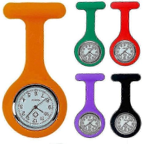 Montre de poche infirmière en silicone avec clip broche - Porte-tunique résistant pour les professionnels de la santé (Plusieurs couleurs) (1/3)