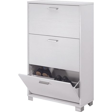 Meuble à chaussures gain de place 3 portes battantes Quadrante - Blanc (1/2)