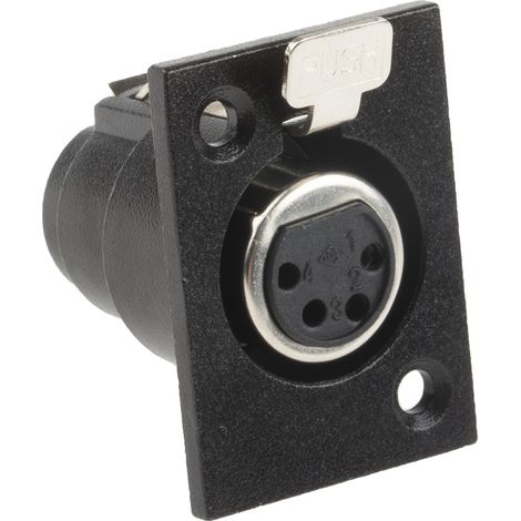 RS PRO-Connecteur XLR Femelle Droit 4 voies Montage panneau, placage Argent ( Prix pour 1 )
