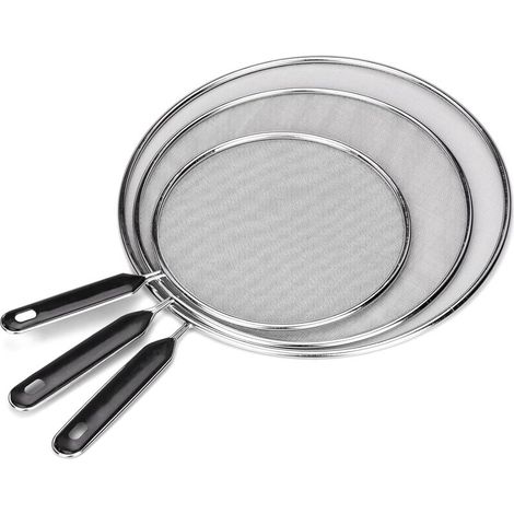 Tapa protectora antisalpicaduras de acero inoxidable de 3 piezas con asa, para cocina, 25 cm, 29 cm, 33 cm (1/5)