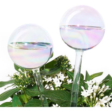 [2 pièces] Piquets en verre transparent aux couleurs irisées dégradées arc-en-ciel, système d'arrosage automatique pour plantes, arrosoir automatique pour bulbes (1/5)