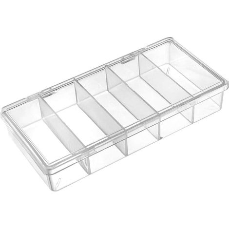 Boîte de rangement sourcing map - Grille fixe en PS avec 5 compartiments, blanc transparent, 175 x