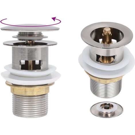 Piletta push con troppo pieno argento 6,4x6,4x9,1 cm 020003482