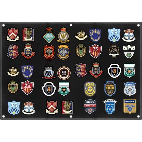 ® Tableau d'affichage pour écusson militaires, 60 x 45 cm noir tapis patches tactiques avec œillets, pour écussons, tampons, appliqués (1/5)