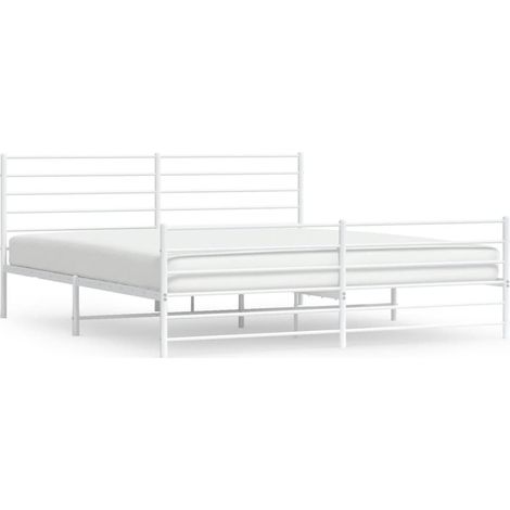 Bettgestell für Erwachsenenbett,Bettrahmen,Bettgestell mit Kopf- und Fußteil,Schlafzimmerbett Metall Weiß 180x200 cm -Maison 56254 (1/5)