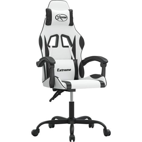 Silla gaming giratoria cuero sintético blanco y negro vidaXL (1/5)