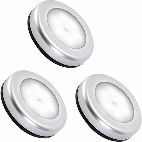 Indoor motion detector night light, battery-powered motion detector LED lamp for stairs, LED lighting for closet, wardrobe, hallway, child's bedroom, auto ON/OFF, 3M adhesive (3pcs, cool white) (1/5)