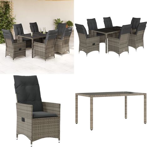 Ensemble à manger de jardin et coussins 7 pcs gris rotin - Chaises de jardin - Table de jardin (1/5)