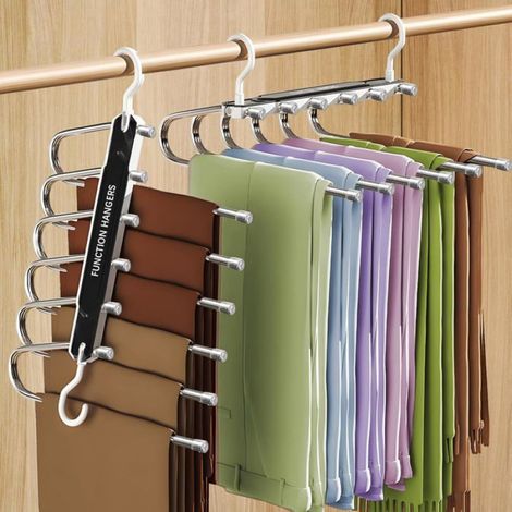 Cintre multifonction - - 6 en 1 - Antidérapant - Pliable - Acier inoxydable - Plastique ABS - Économie d'espace (1/5)