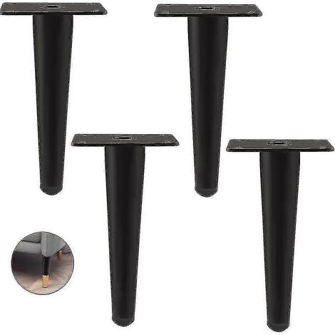 Ensemble de 4 pieds de meubles inclinés, pieds de canapé, pieds de table, pieds d'armoire, pieds de table de chevet en métal, pour tables basses, armoires et canapés, capacité de charge 300 kg, noir (1/5)